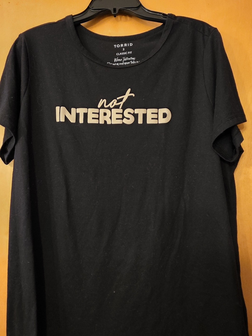 Torrid Black "Not Interested" Graphic Tee Size 2 (18/20)